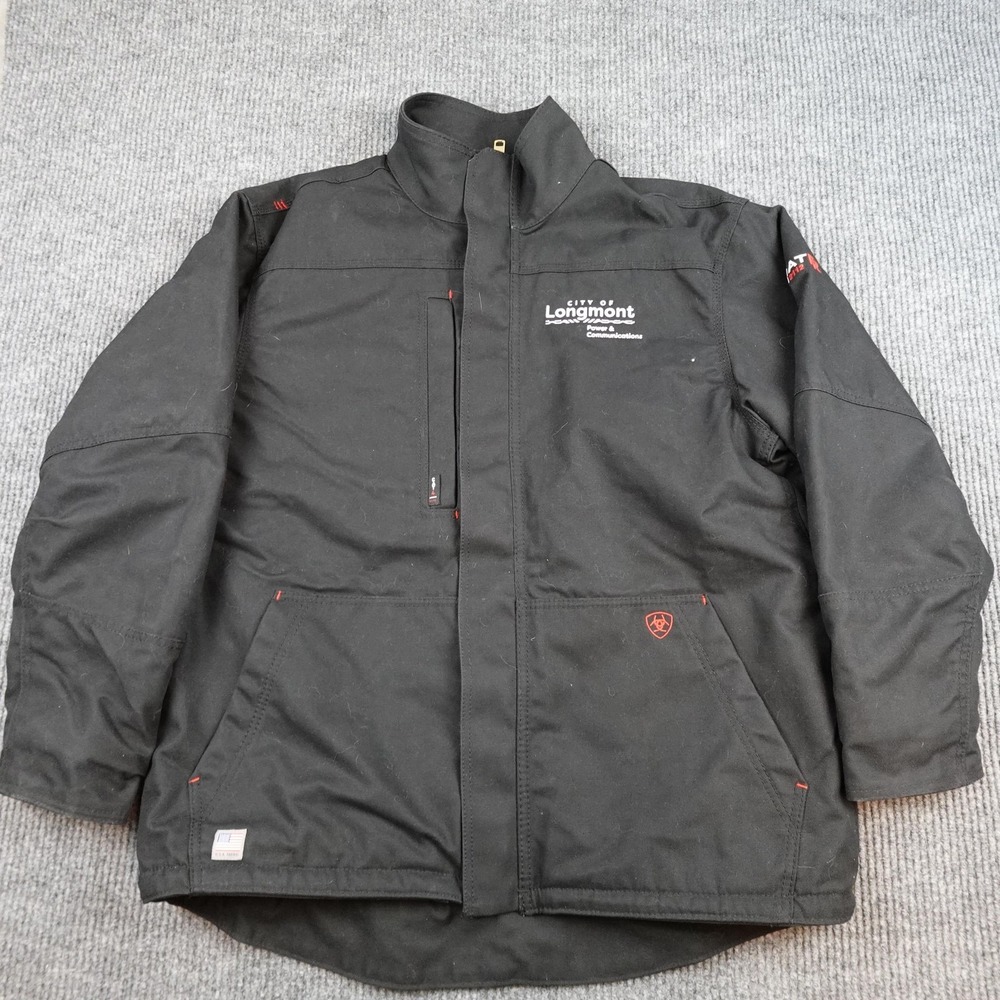 Ariat FR CAT 4 Jacket Mens Large Black Quilted Canvas Insulated Full Zip Work